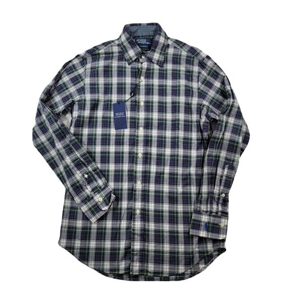 Polo Ralph Lauren Shirt Men's Small Green Plaid Washed‎ Cotton Classic Fit $148 - Picture 1 of 9